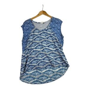 Anthropologie Akemi + Kin Meuse Knit Rayon‎ Blue White Hi Low Tunic Shirt Top S